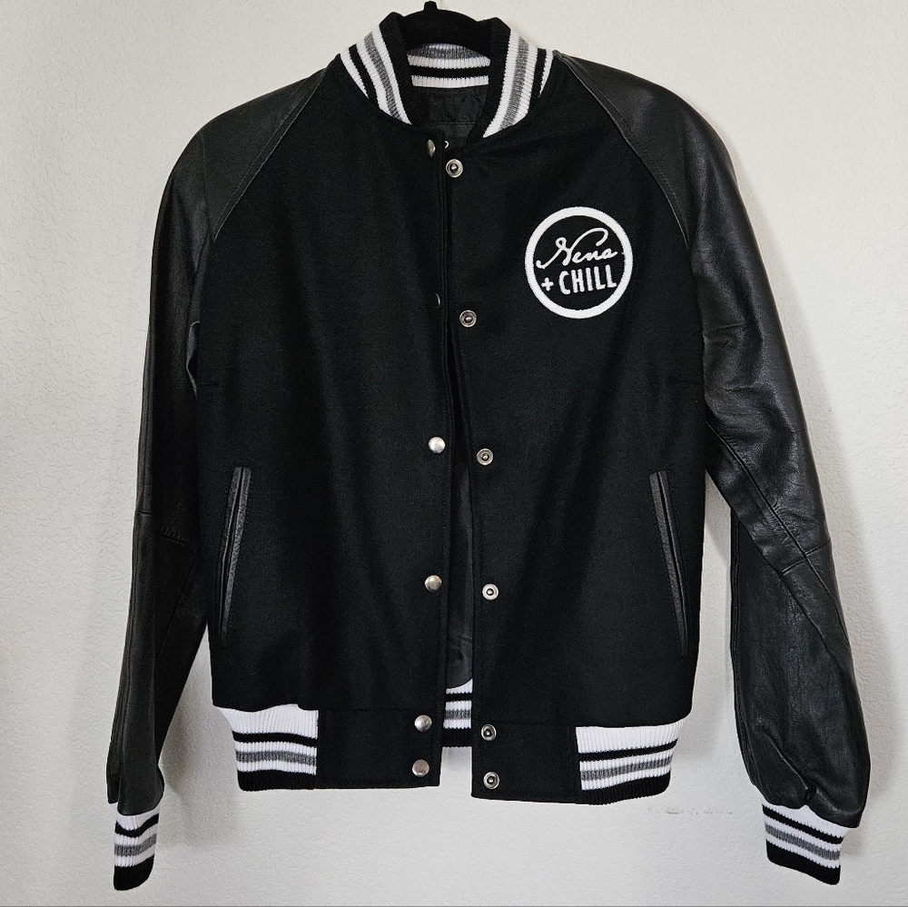 Wool and Leather Bomber Jacket